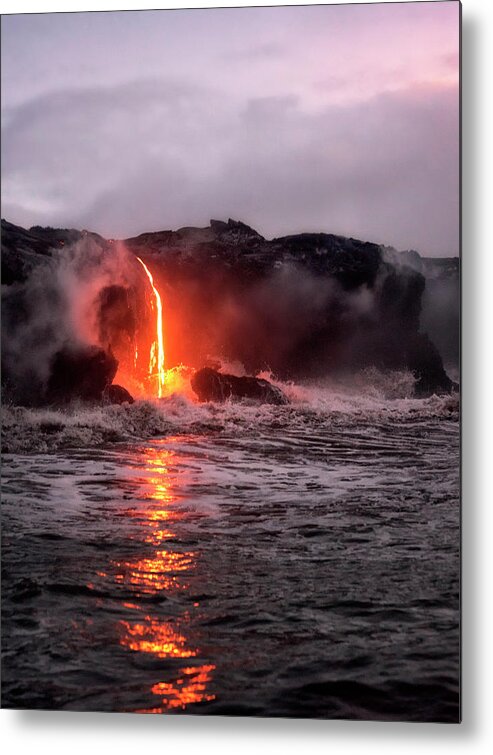 Hawai�i Volcanoes National Park Metal Print featuring the photograph Lava Pour by Nicki Frates