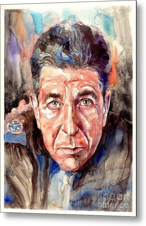 Leonard Metal Print featuring the painting Leonard Cohen painting by Suzann Sines