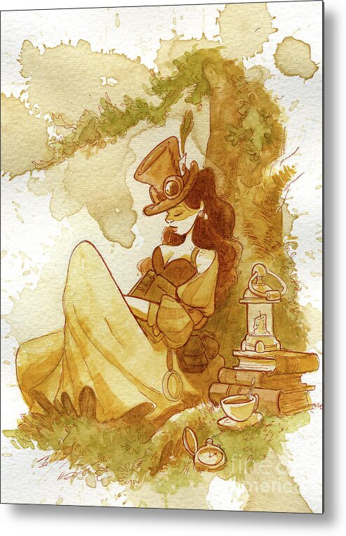 Steampunk Metal Poster featuring the painting Librarian by Brian Kesinger