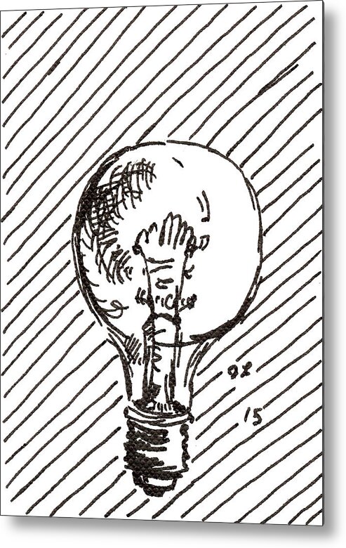 Light Bulb Metal Print featuring the drawing Light Bulb 1 2015 - ACEO by Joseph A Langley