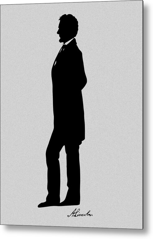 Abraham Lincoln Metal Print featuring the digital art Lincoln Silhouette and Signature by War Is Hell Store
