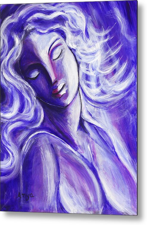 Lady Contemplating Metal Print featuring the painting Lost in Thought by Anya Heller