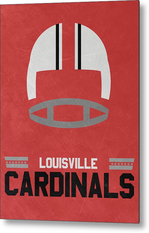 Louisville Cardinals Vintage Football Art Metal Print by Joe