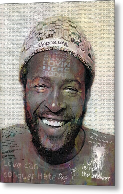 Marvin Gaye Metal Print featuring the digital art Love Can Conquer Hate by Mal Bray