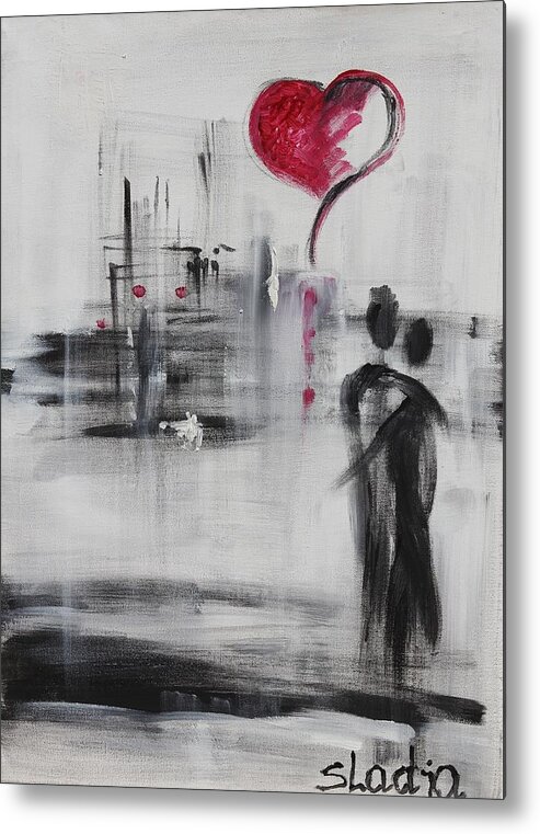 Abstract Metal Print featuring the painting Love Story 3 by Sladjana Lazarevic