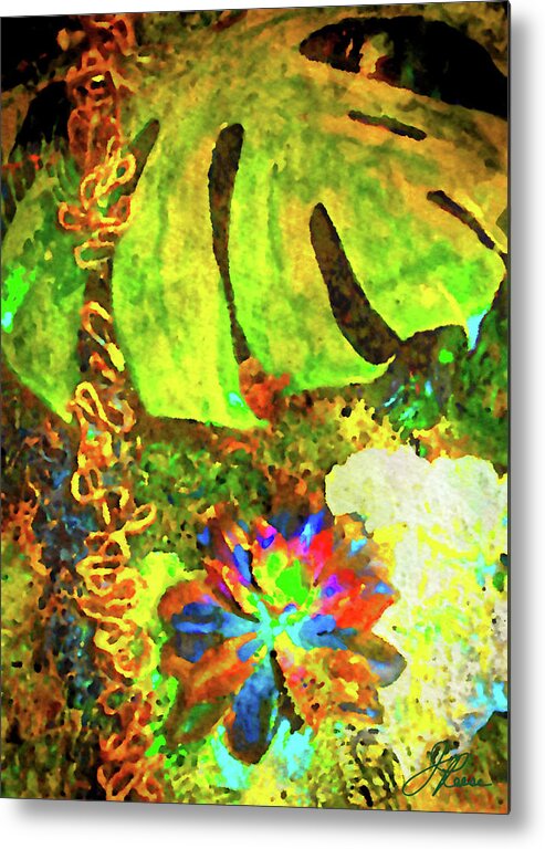 Green Metal Print featuring the painting Lovely Leaves by Joan Reese