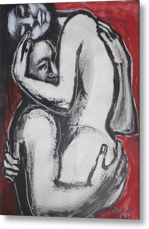 Carmen Tyrrell Metal Print featuring the painting Lovers - Wrapped In Your Arms 2 by Carmen Tyrrell