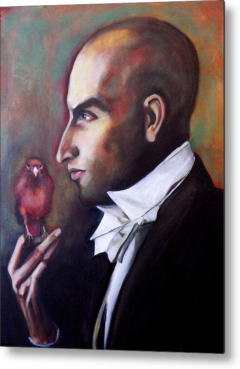 Drummond Money-coutts Metal Print featuring the painting Magician and Bird by Irena Mohr