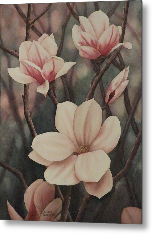 Watercolor Metal Print featuring the painting Magnolia Serenade by Karen Richardson