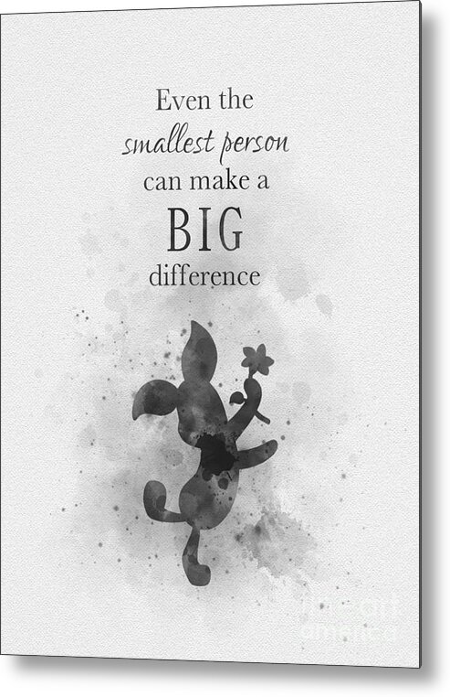 Winnie The Pooh Metal Print featuring the mixed media Make a big difference black and white by My Inspiration