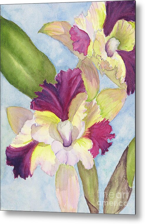 Orchid Metal Print featuring the painting Colorful Cattleya Orchid by Lisa Debaets