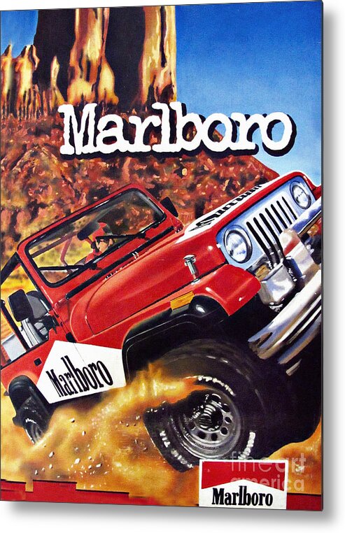 Marlboro Metal Print featuring the painting Marlboro Wrangler Vintage Painting by Daliana Pacuraru