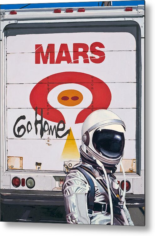Astronaut Metal Print featuring the painting Mars Go Home by Scott Listfield