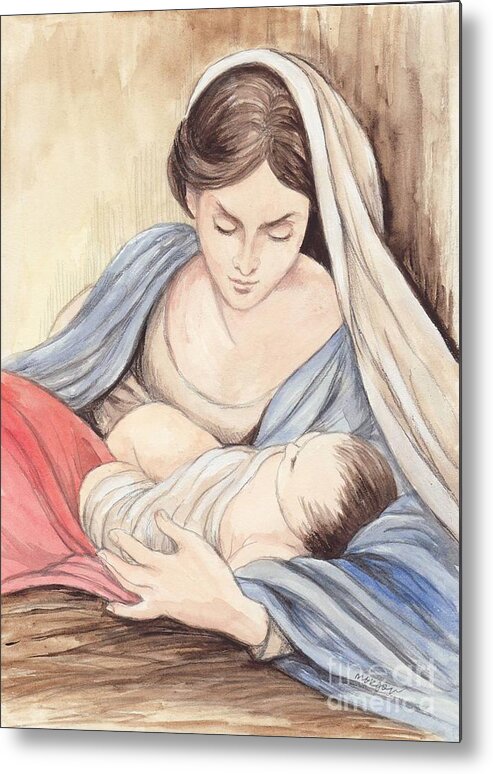 Christ Metal Print featuring the painting Mary and Child by Morgan Fitzsimons