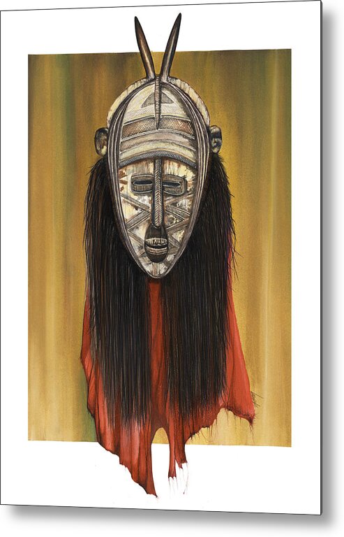 Mask Metal Print featuring the mixed media Mask I untitled by Anthony Burks Sr