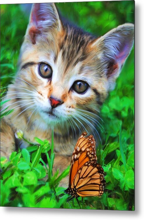 Kitten Metal Print featuring the painting Me and My Monarch by Jai Johnson