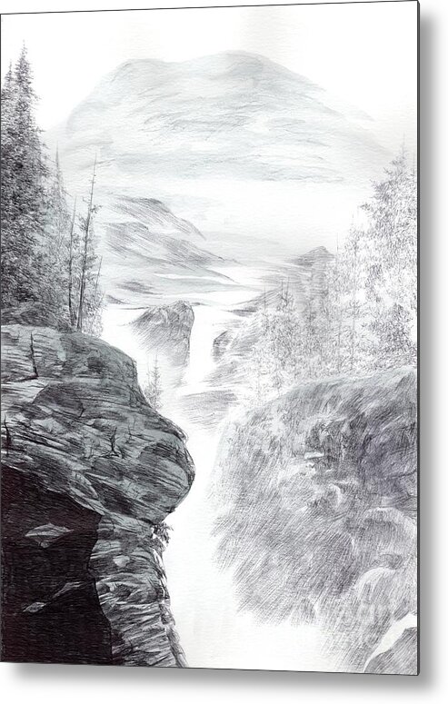 Mountain Metal Print featuring the drawing Memories of Yesterday by Alice Chen