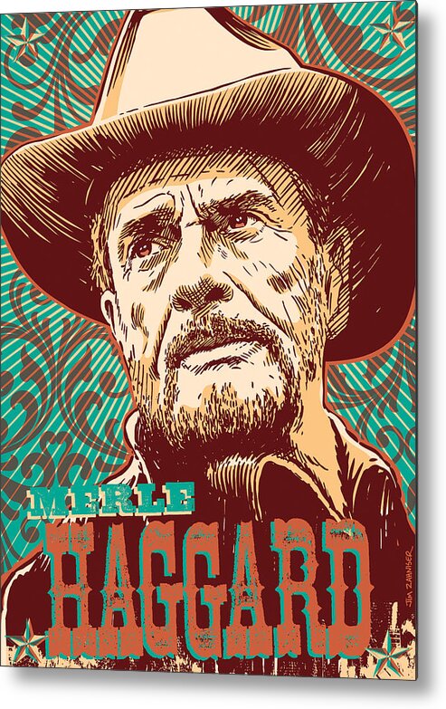 Country And Western Metal Print featuring the digital art Merle Haggard Pop Art by Jim Zahniser