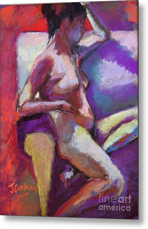 Life Drawing Metal Print featuring the pastel Model Sitting by Joyce Guariglia