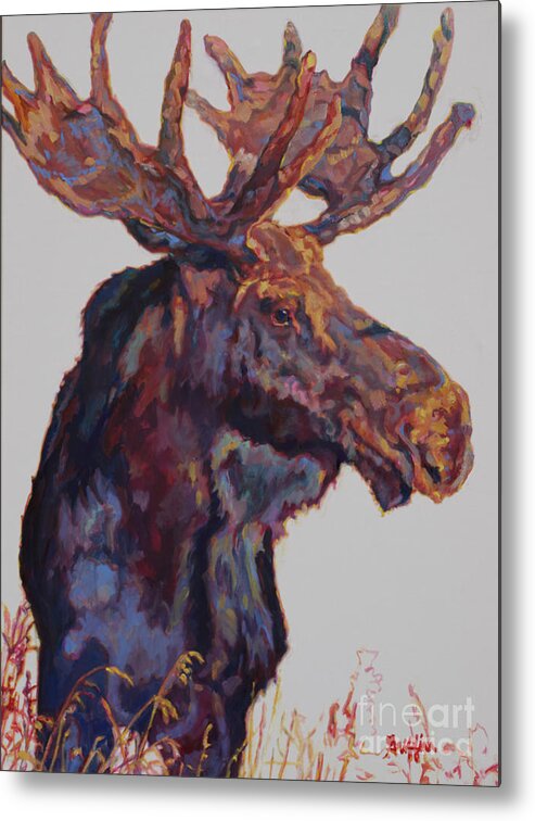 Moose Metal Print featuring the painting Modifier by Patricia A Griffin