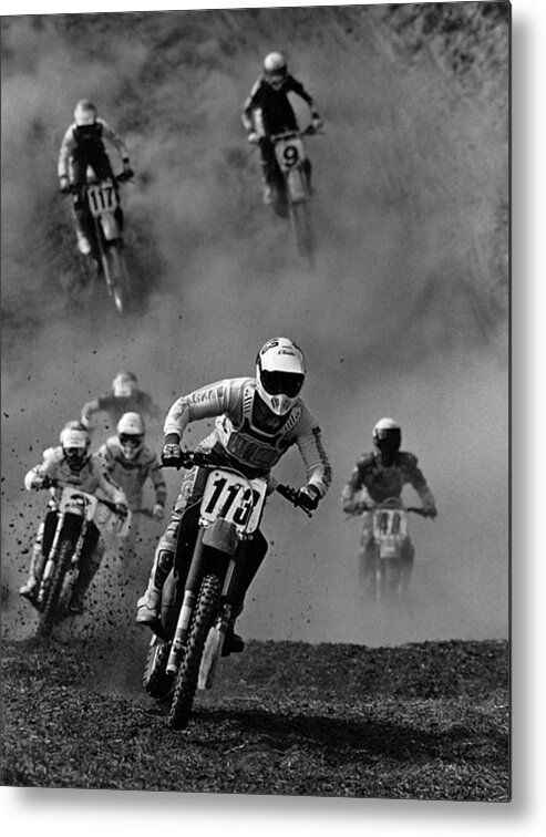 Motocross Metal Print featuring the photograph Motocross racing by Steve Somerville
