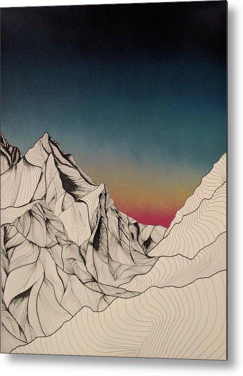 Metal Print featuring the drawing Mountain mixed media by Mike Bachman
