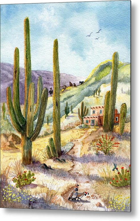 Adobe Metal Print featuring the painting My Adobe Hacienda by Marilyn Smith