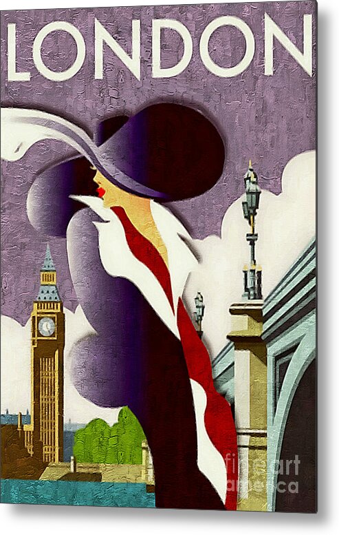 Art Deco Metal Print featuring the painting My Fair,Lady - 1920s Art Deco by Ian Gledhill