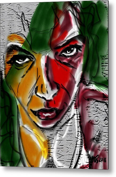 Portrait Metal Print featuring the digital art Mysterious Writing by Michael Kallstrom