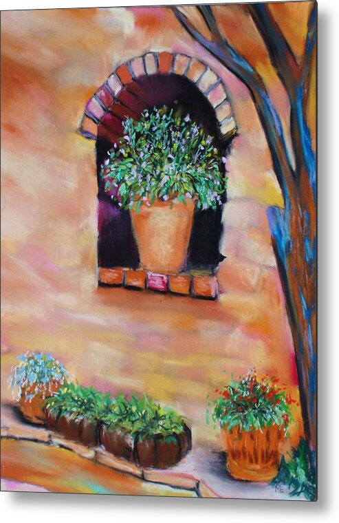 Courtyard Metal Print featuring the painting Nash's Courtyard by Melinda Etzold