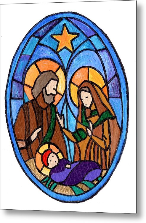 Nativity Metal Print featuring the painting Nativity by Joe Dagher