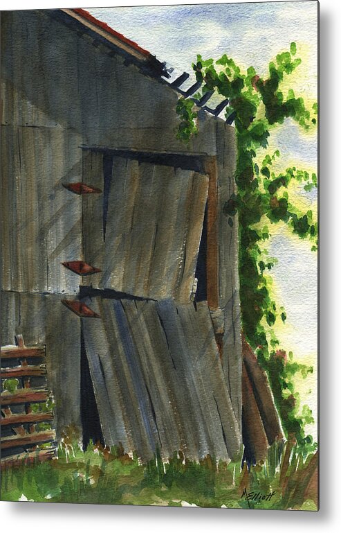 Neighbor Metal Print featuring the painting Neighbor Dons Old Barn 3 by Marsha Elliott