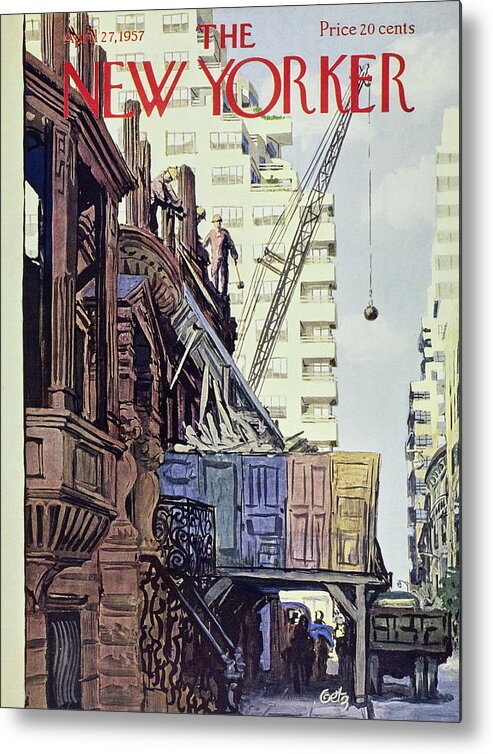 Construction Metal Print featuring the painting New Yorker April 27 1957 by Arthur Getz
