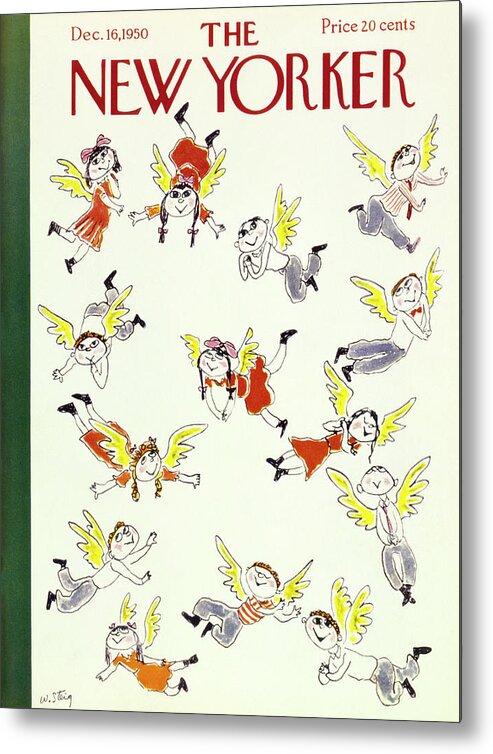 Happy Metal Print featuring the painting New Yorker December 16 1950 by William Steig