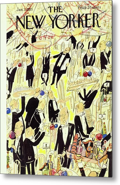 Illustration Metal Print featuring the painting New Yorker January 03 1953 by Ludwig Bemelmans