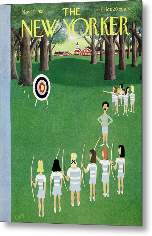 Archery Metal Print featuring the painting New Yorker May 12 1956 by Charles E Martin