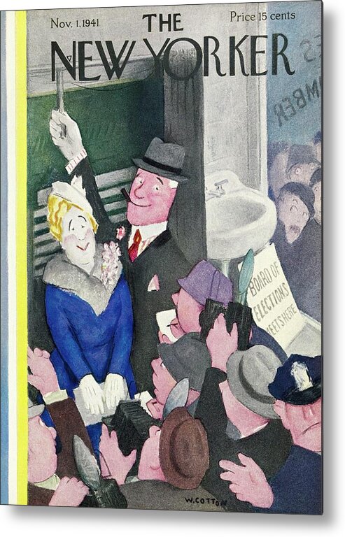 Election Day Metal Print featuring the painting New Yorker November 1 1941 by William Cotton
