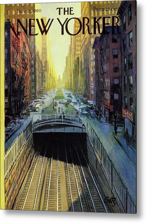 Illustration Metal Print featuring the painting New Yorker November 12 1960 by Arthur Getz
