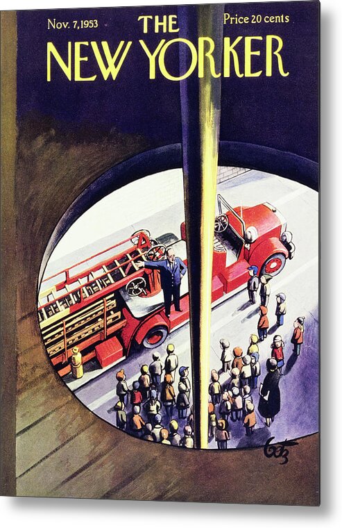 Firehouse Metal Print featuring the painting New Yorker November 7 1953 by Artur Getz