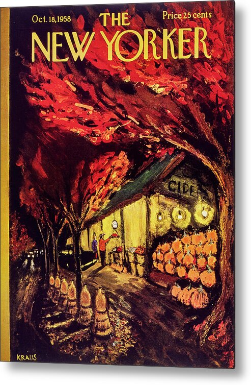 Pumpkins Metal Print featuring the painting New Yorker October 18 1958 by Robert Kraus