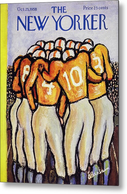 Football Metal Print featuring the painting New Yorker October 25 1958 by Abe Birnbaum