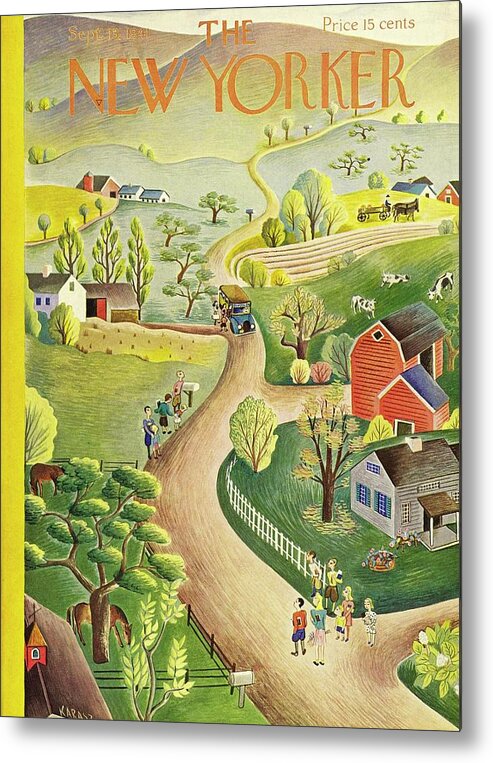 Country Road Metal Print featuring the painting New Yorker September 13 1941 by Ilonka Karasz