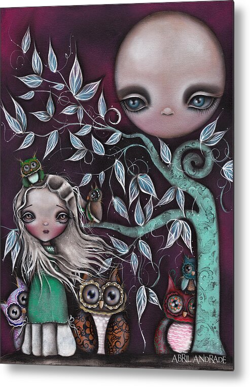 Moon Metal Print featuring the painting Night Creatures by Abril Andrade