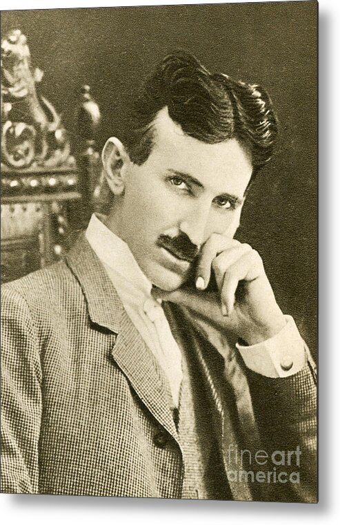 Science Metal Print featuring the photograph Nikola Tesla, Serbian-american Inventor by Photo Researchers