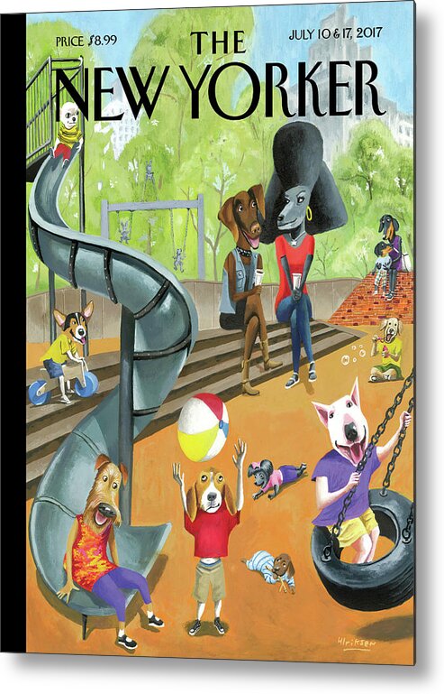 Dog Metal Print featuring the drawing Off the Leash by Mark Ulriksen
