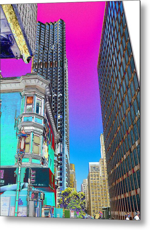 (sky Scraper)(high Rise) ( Super Tall) (mega Tall)( San Francisco High Rise)( Mega Tall San Francisco) (san Francisco High Rise) (san Francisco Super Tall) San Francisco Super Tall) San Francisco Mega Tall ) Metal Print featuring the photograph Old and new by Tom Kelly