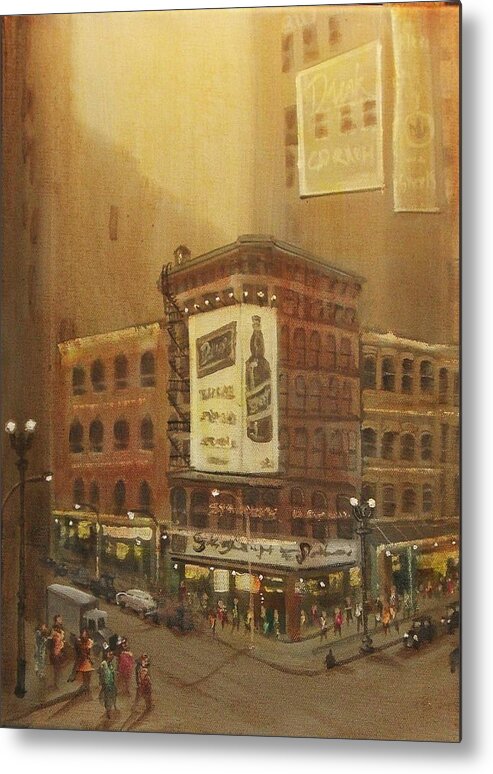  City Noir Metal Print featuring the painting Old Chicago by Tom Shropshire