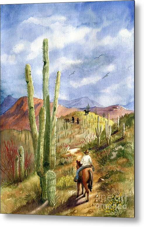 Western Scene Metal Print featuring the painting Old Western Skies by Marilyn Smith