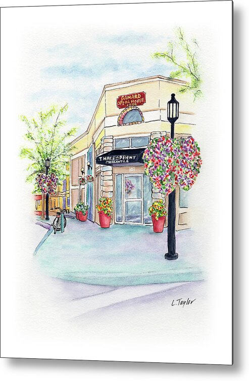 Small Town Metal Print featuring the mixed media On the Corner by Lori Taylor