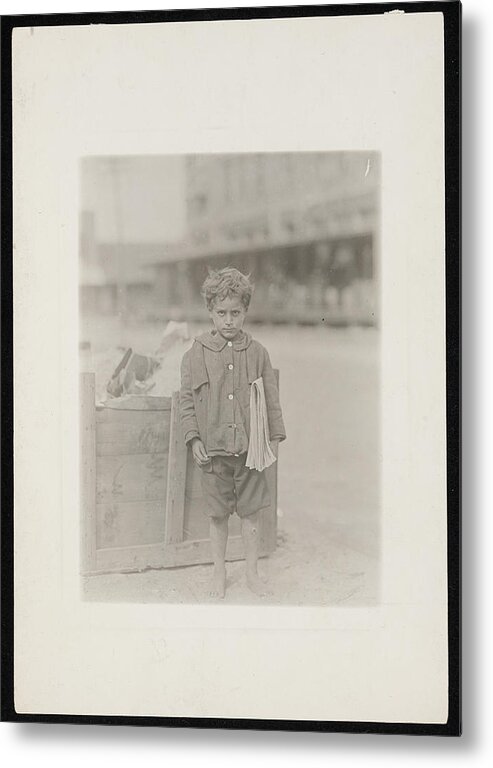 One Of America's Youngest Newsboys. Metal Print featuring the painting One of America's youngest newsboys. by Celestial Images